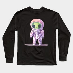 Cute Watercolor Alien in a Spacesuit Long Sleeve T-Shirt